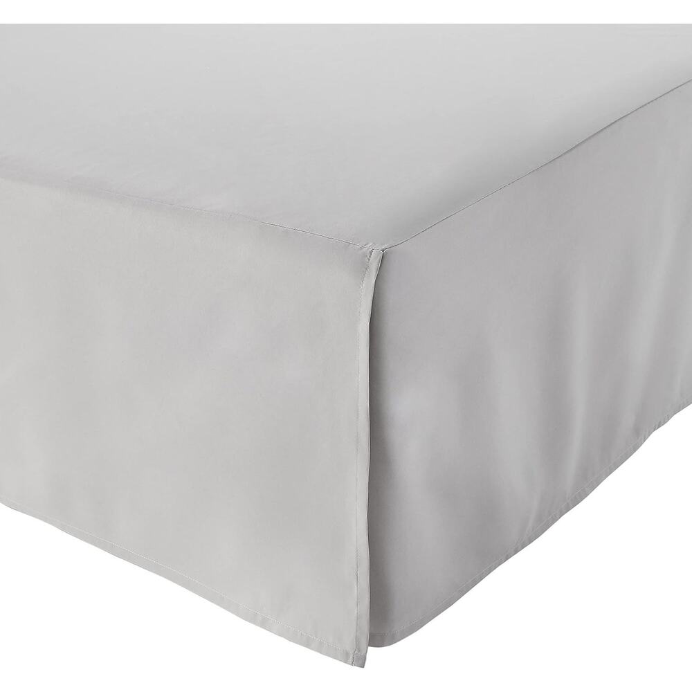 Amazon Basics Lightweight Pleated King Size Bed Skirt,, King, Light Grey, Solid